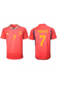 Espanja Alvaro Morata #7 Jalkapallovaatteet Kotipaita MM-kisat 2022 Lyhythihainen